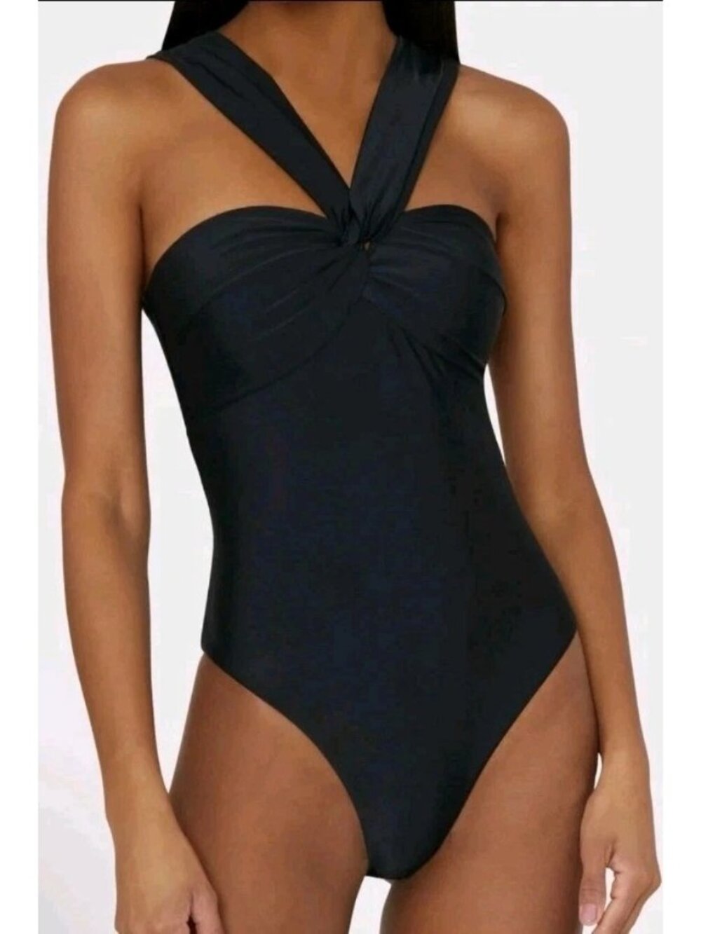 NWT Milly Betsy One Piece Bandeau Swimsuit Black T38W09 Women's L Cutout $365